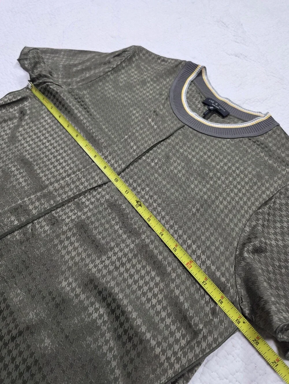 rag & bone Ali T-Shirt Dress Olive Green Houndstooth - Picture 10 of 11